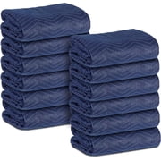 12 Moving Packing Blankets 80 x 72 Inches 35 lb/dz Heavy Duty Moving Pads for Protecting Furniture Professional Quilted Shipping Furniture Pads Dark Blue 12PCS