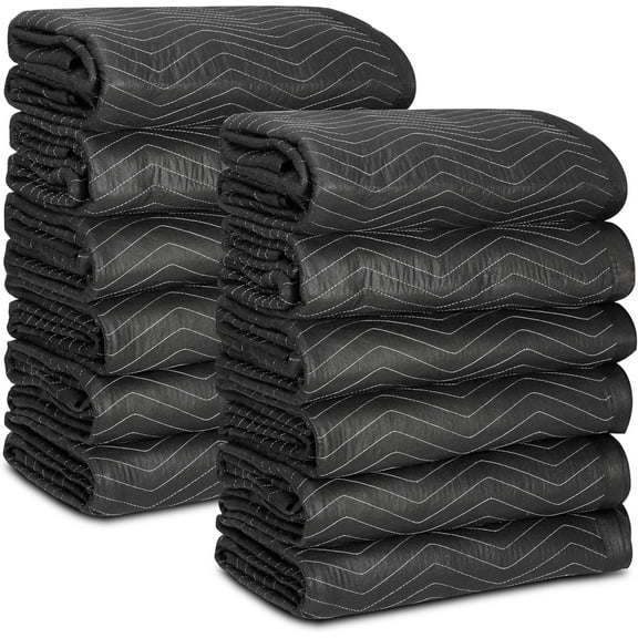 12 Moving Packing Blankets 80 x 72 Inches (65 lb/Dozen) Heavy Duty Moving Pads for Protecting Furniture Professional Quilted Shipping Furniture Pads
