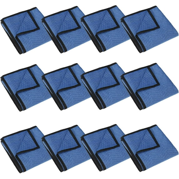 12 Moving & Packing Blankets, 80" x 72" Quilted Shipping Pad Furniture Packing Blankets Supreme Mover,Blue