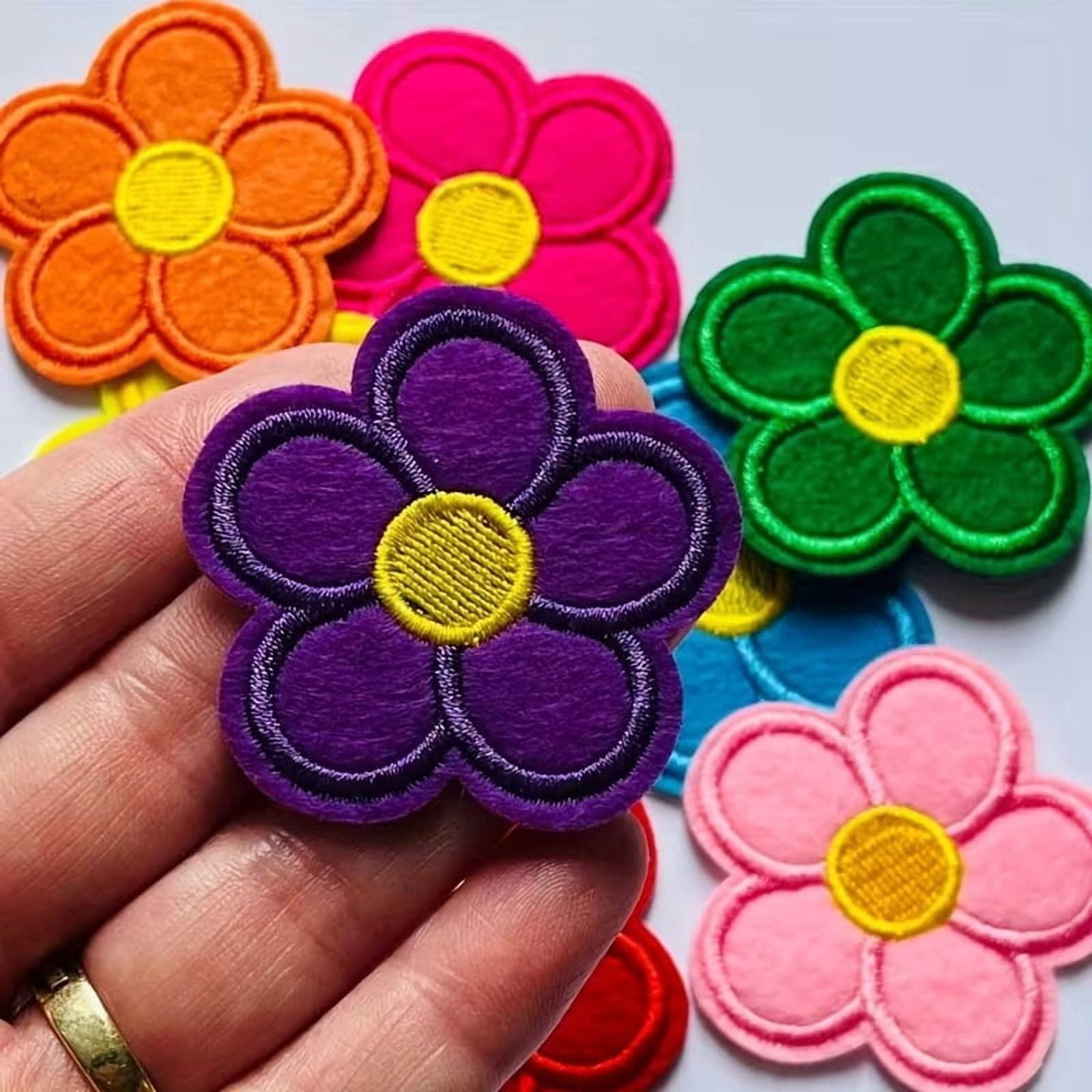 12 Multi-Color Flower Embroidered Patch Badges for Clothing, Bags, Toys, Shoes, Hats, and Home Textiles