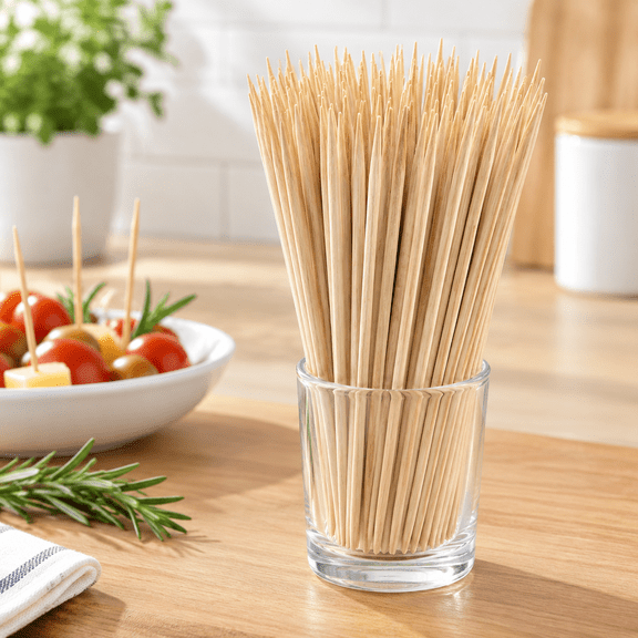 12" Natural Bamboo Skewers for BBQ, Appetiser, Fruit, Cocktail, Kabob, Chocolate Fountain, Grilling, Barbecue, Kitchen, Crafting and Party. =4mm, More Size Choices 6"/8"/10"/14"/16"/17.5"/30"/36"