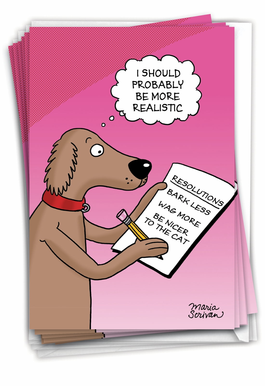 12 New Year Greeting Cards (1 Design, 12 Cards) - Dog Resolutions C4520NYG-B12