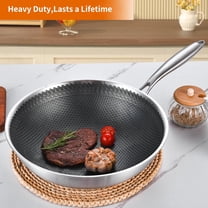 12" Nonstick Wok Pan with Lid, Tri-Ply Stainless Steel Cooking Pan, 5QT Deep Frying Pan, Induction Compatible