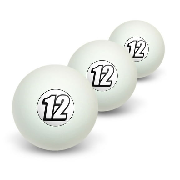 12 Number Twelve Novelty Table Tennis Ping Pong Ball 3 Pack