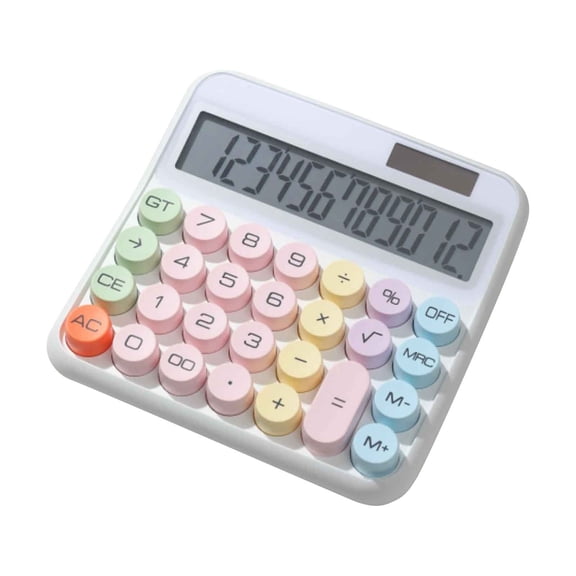 12-Numeral Solar and Battery Powered Calculator with Vintage Typewriter Style Concept for Office and Home Use