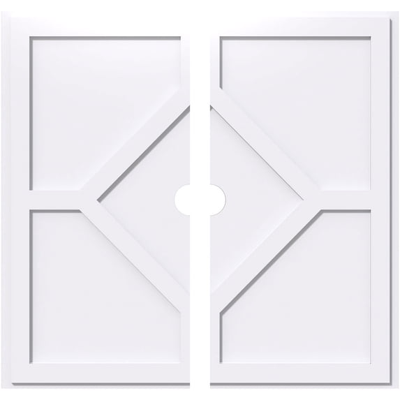 12"OD x 1"ID x 4"C x 1"P Embry Architectural Grade PVC Contemporary Ceiling Medallion, Two Piece