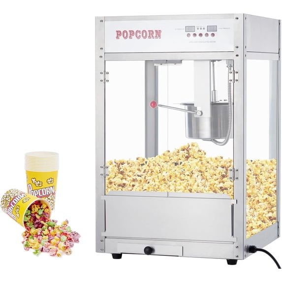 12 OZ Large Popcorn Machine for Movie Night, Commercial Popcorn Popper Machine with 10 PACK Popcorn Buckets, Temperature Control with Digital Display,Old Fashion Popcorn Machine Movie Theater Style
