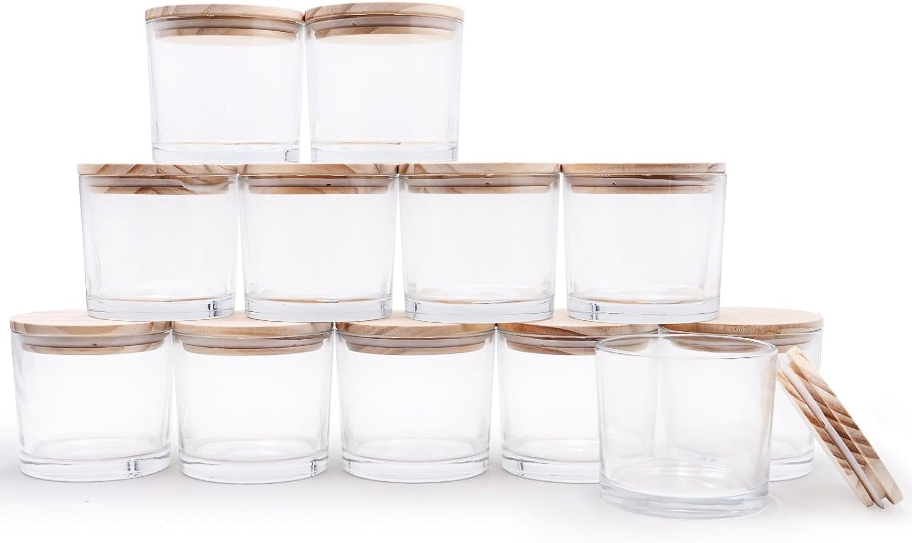 12 OZ Thick Candle Jars for Making Candles 12 Pcs, Empty Jars with Wood ...