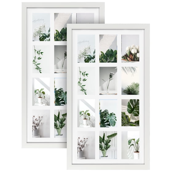 12-Opening 4x6 Collage Picture Frame Set of 2, White Photo Display Frames