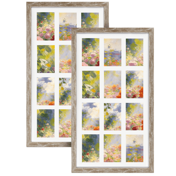 12 Opening 4x6 Collage Picture Frames 2 Pack for Wall Mounted, Beige