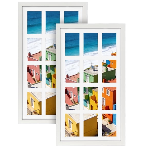 12 Opening 4x6 Collage Picture Frames, White Photo Frames for Gallery Wall, Set of 2
