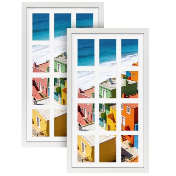 12 Opening 4x6 Collage Picture Frames,White Multi Photo Frame for Wall Mount, Set of 2