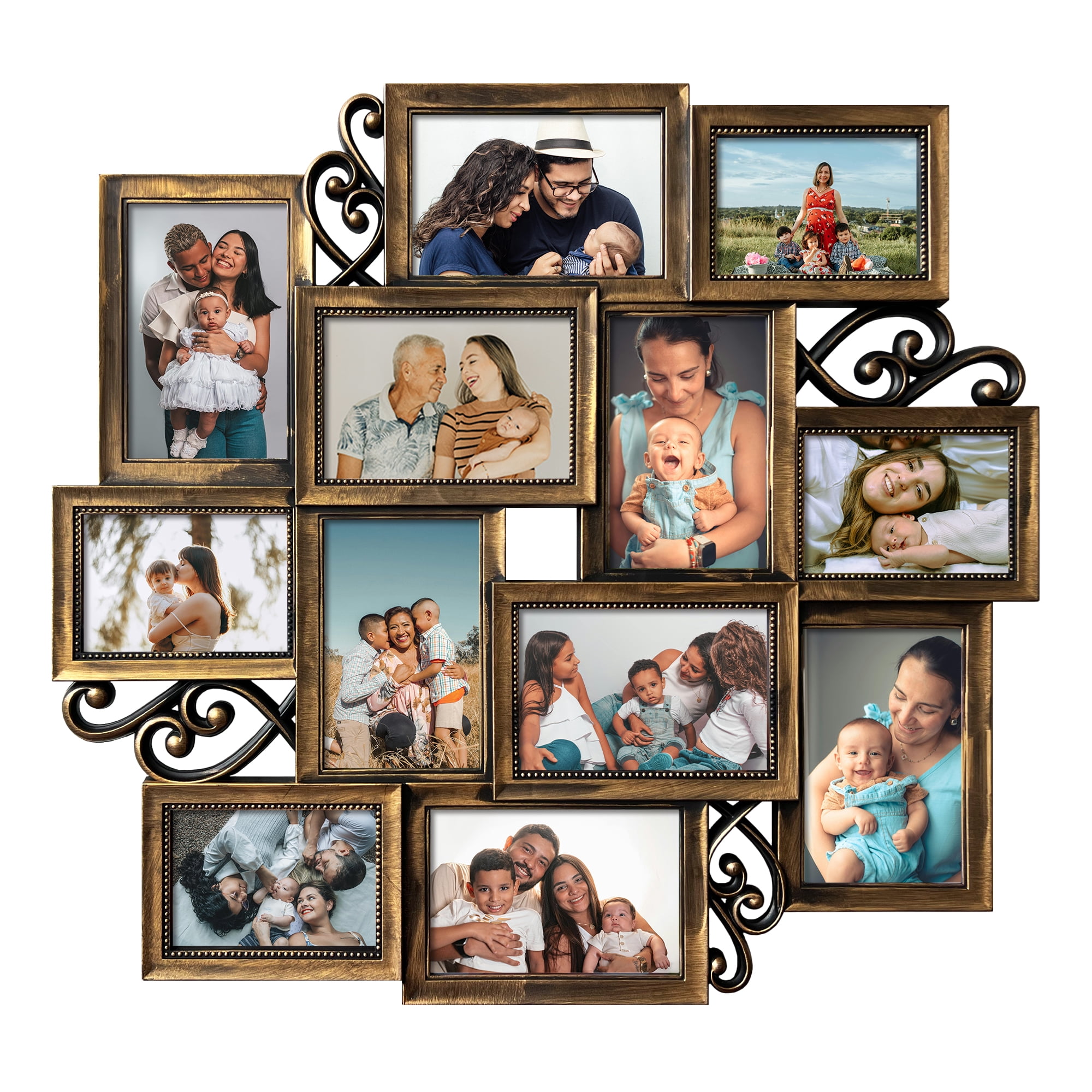 Collaged Frame 12‑Opening Collage Picture Frame,Decorative Scrollwork Family Photo ...