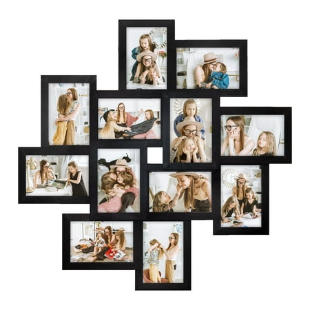 12 Opening Family Picture Collage Display Frames 6" X 4" Photo Frame For Wall Decor Black