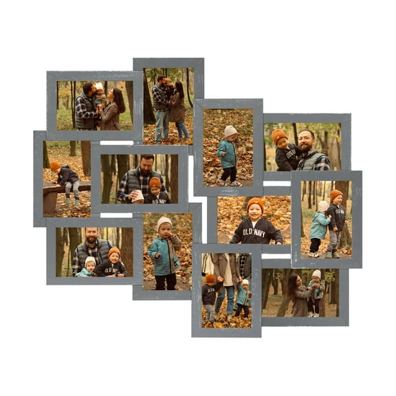 12 Opening Photo Frame Family Picture Collage Display Frames 6" X 4" Photo Frame For Wall Decor Gray