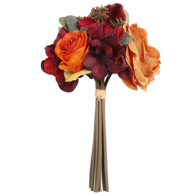 12" Orange & Red Rose & Hydrangea Fall Bundle by Ashland®Artifical