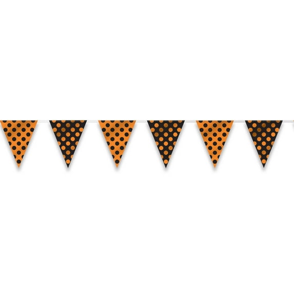 12' Orange and Black Polka Dot Halloween Flag Banner