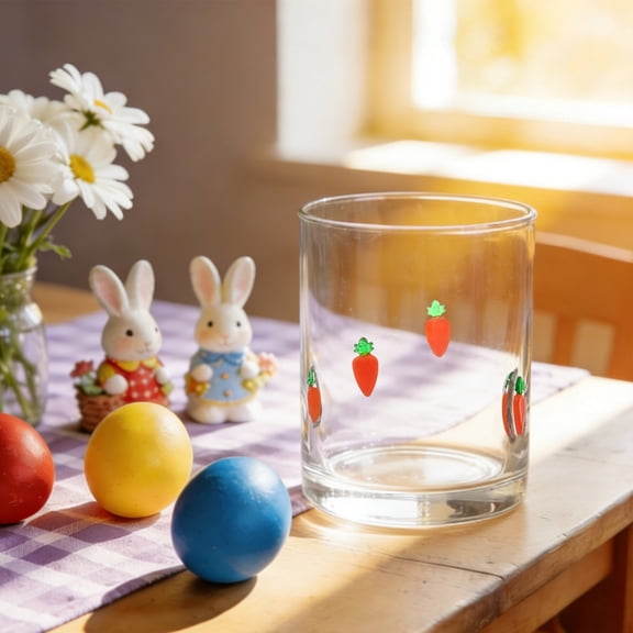 12 Ounce Easter Egg Shaped Glass Cup Novelty Drinkware Spring Theme