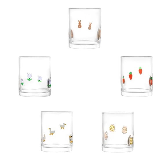 12-Ounce Easter Themed Glass Cup, Cute Easter Shape, Clear Drinking Glass, for Beverages Water Juice Coffee Milk Tea, Perfect for Easter Holiday Table Decor, Daily Home Use, 4.3*3.5in, D