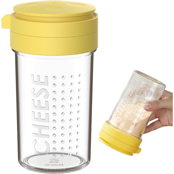 12-Ounce Glass Parmesan Cheese Shaker with Airtight Lid - Anti-Clogging Dispenser for Grated Cheese, Sugar, Matcha & Spices