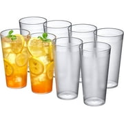 12-Ounce Plastic Tumblers (Set of 8), Unbreakable Plastic Drinking Glasses, Restaurant Style Drinking Glasses for Hot Drink & Cold Drink,Reusable, Stackable, BPA-Free, Dishwasher-Safe(Clear)