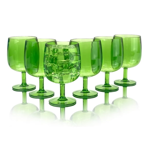 12 Ounce Plastic Wine Glasses Set Of 6,Unbreakable Acrylic Wine Glasses,Reusable Colored Plastic Goblets Stackable,Dishwasher Safe Bpa Free Ideal For Parties