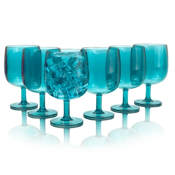 12 Ounce Plastic Wine Glasses Set Of 6,Unbreakable Acrylic Wine Glasses,Reusable Colored Plastic Goblets Stackable,Dishwasher Safe Bpa Free Ideal For Parties