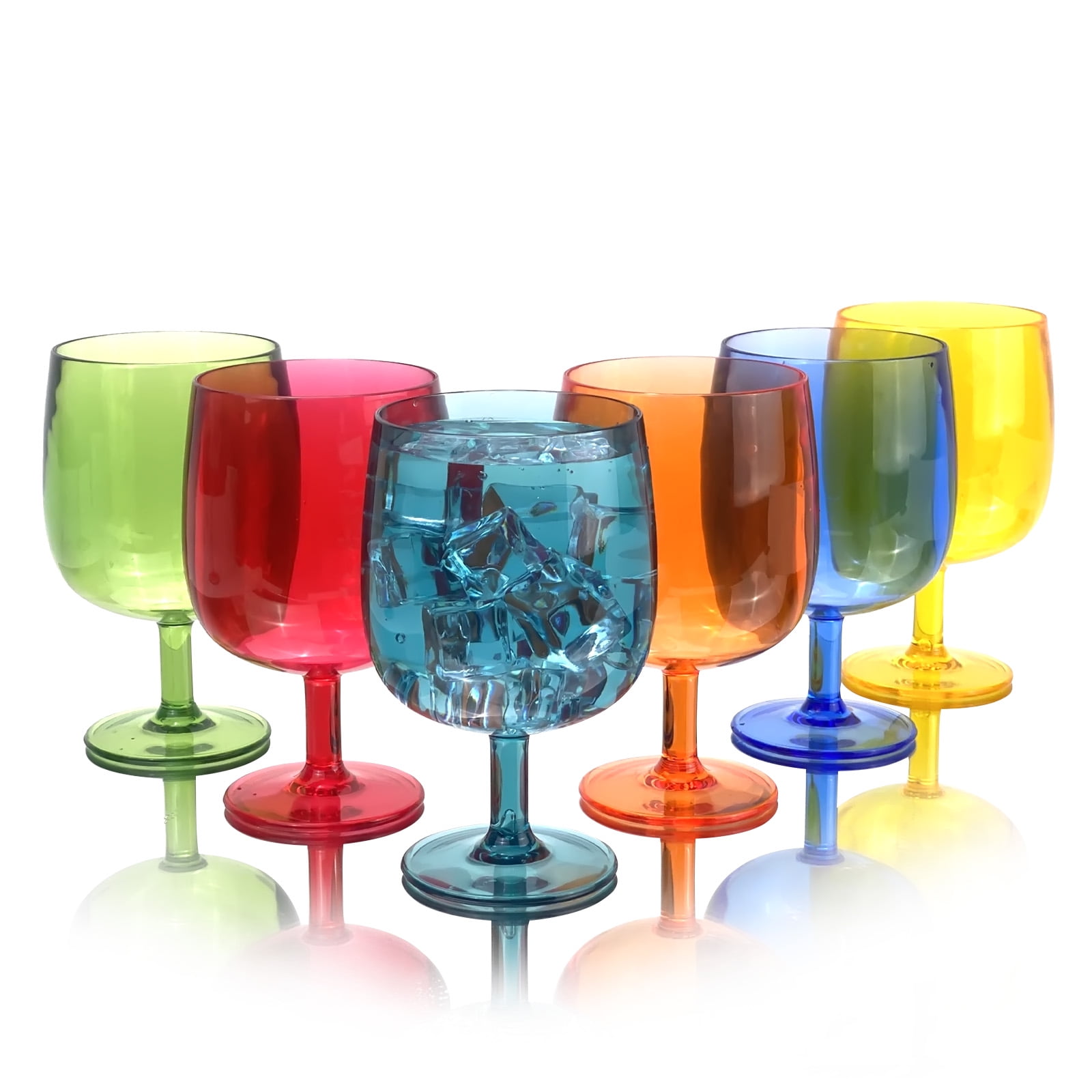 12 Ounce Plastic Wine Glasses Set Of 6,Unbreakable Acrylic Wine  Glasses,Reusable Colored Plastic Goblets Stackable,Dishwasher Safe Bpa Free  Ideal For ...
