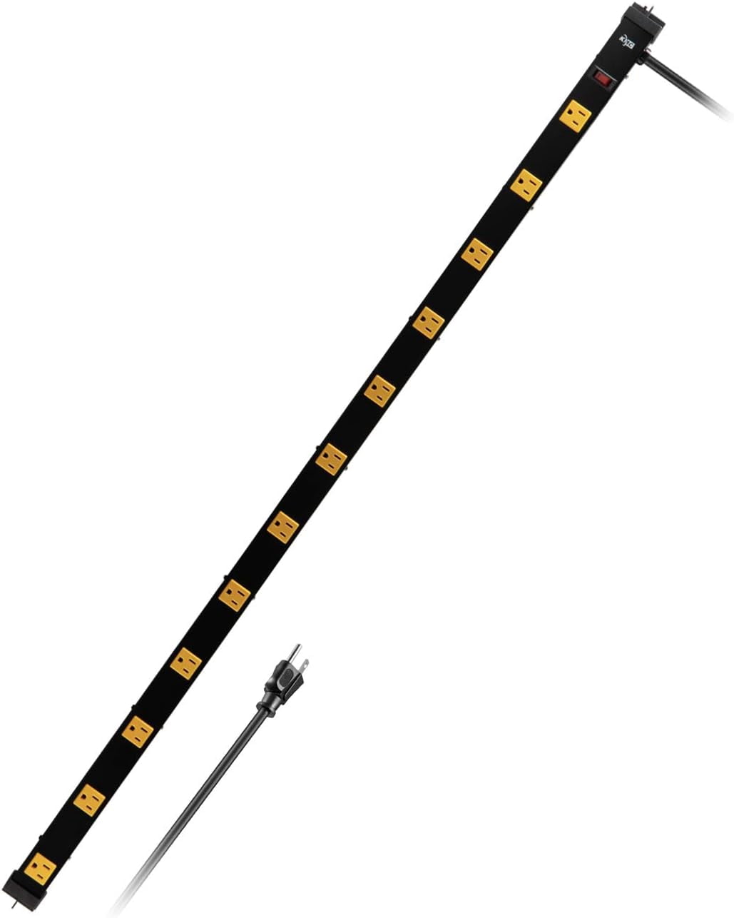 12 Outlet Heavy Duty Workshop Metal Power Strip with 3-Foot Long Extension Cord with Circuit Breaker, for Workshop