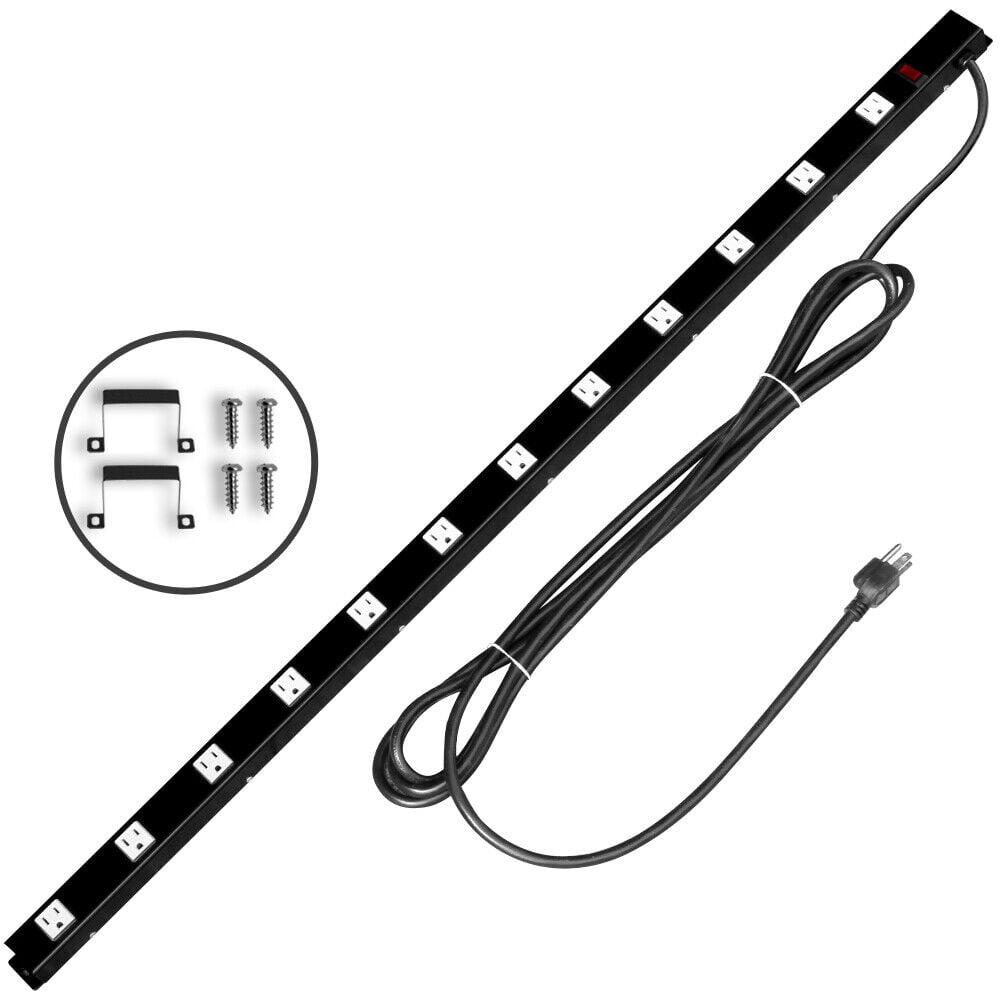 12 Outlets Power Strip with 15ft Extension Cord, Heavy Duty Metal Plug