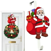 PandS Over-the-Door Wreath Hanger, Santa Claus with His Sack, White, 12.4"