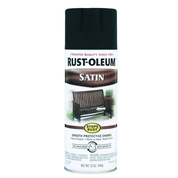 12 Oz Black Satin Enamel Finish Spray Paint [Set of 6]