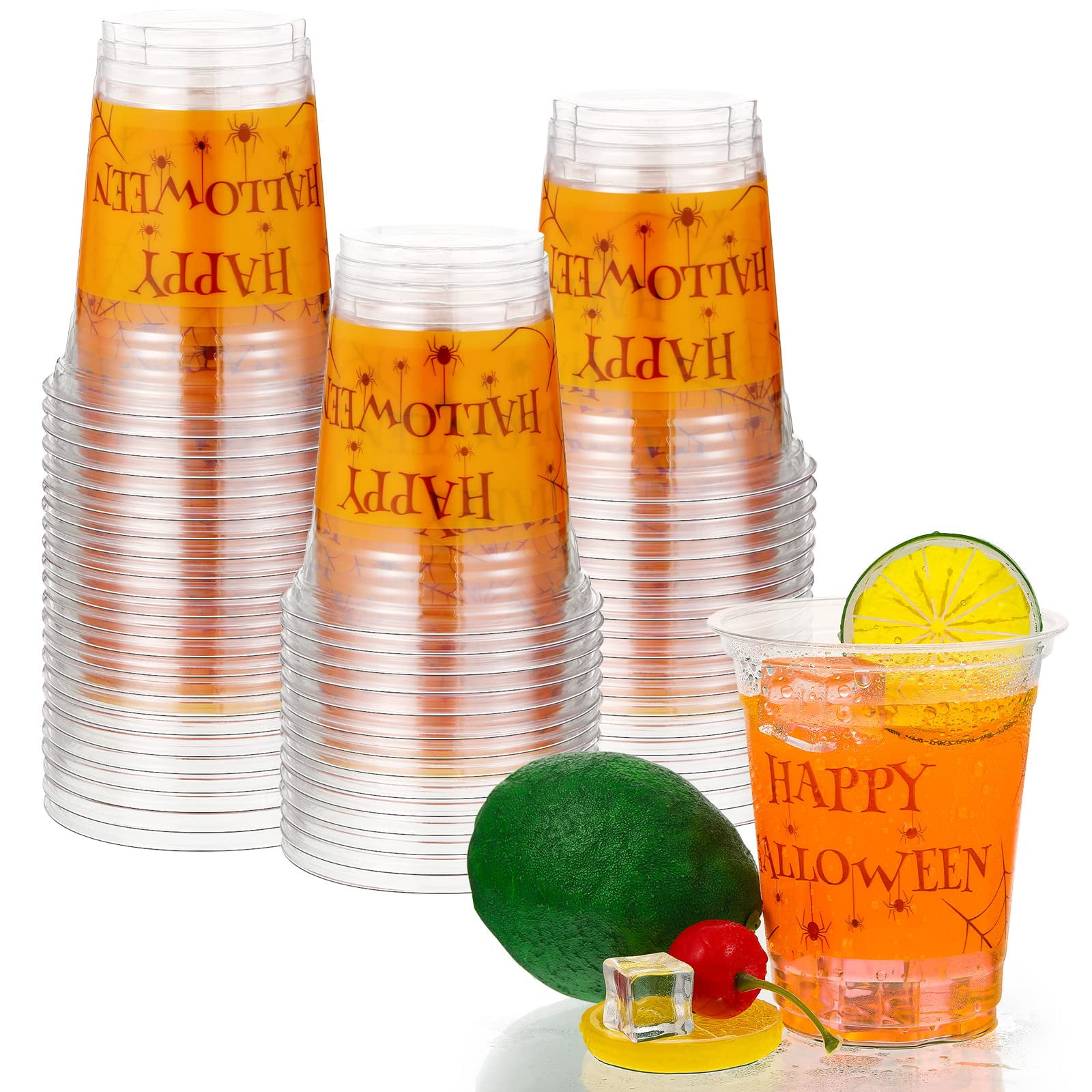 12 Oz Bulk Plastic Halloween Party Cups Clear Disposable Cups Printed
