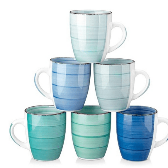 12 Oz Coffee Mugs Set of 6, Ceramic Coffee Cups for Cappuccino, Latte, Tea, a, Cool Color