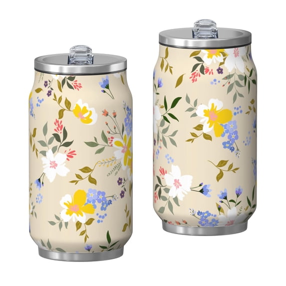 12 Oz Coffee Travel Mug with Lid, Double Wall Vacuum Bright Floral Reusable Stainless Steel Water Bottle Leak Proof Insulated Hot Cold Coffee Cup Gift for Women(1pcs)