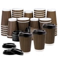 thumbnail image 1 of 12 Oz Disposable Coffee Cups,40 Pack Disposable Ripple Wall Paper Cup with Lids, 1 of 7
