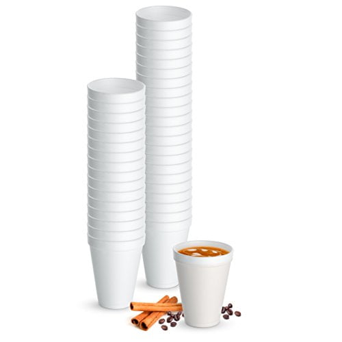 12 Oz. Disposable Hot Cups White Styrofoam Drinking Teacup (Pack Of