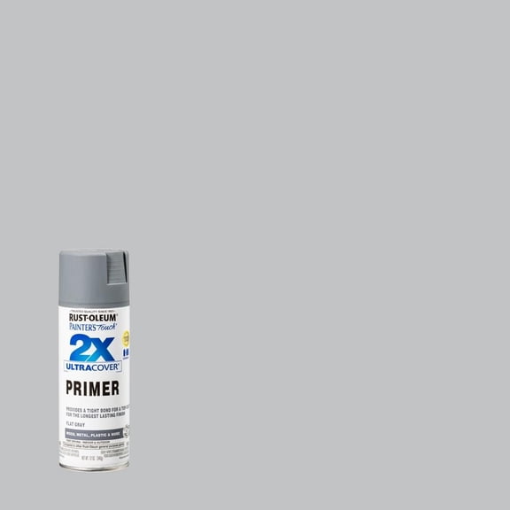 Rust-Oleum Painters Touch 2X Ultra Cover Primer Spray, Aerosol 12 oz Flat Gray- 334017