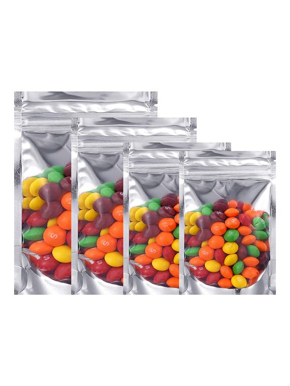 12 Oz Foil Mylar Bag, Zip Lock Pouch Bags 7" x 10.25" x 3", 50 PCS Foil Stand-Up Pouches