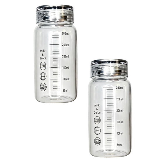 12 Oz Glass Juice Bottles,High Borosilicate Glass Cup with Lid,Graduated Drinking Bottle,Portable,Leak Proof,for Ice Tea,Coffee,and Milk for School,office,Car Heat-Resistant, Leakproof,Bpa-Free