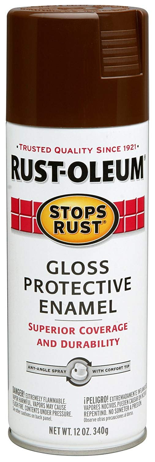 Rust-Oleum 12 Oz Leather Brown Gloss Protective Enamel [Set of 6] — Residential Use, Standard Application