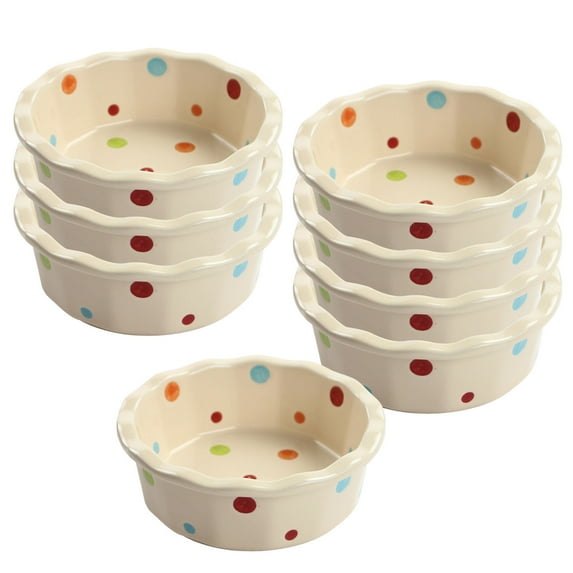 12 Oz Ramekins, Creme Brulee Ramekins Oven Safe, Porcelain Souffle Dish-cream color-Set of 8