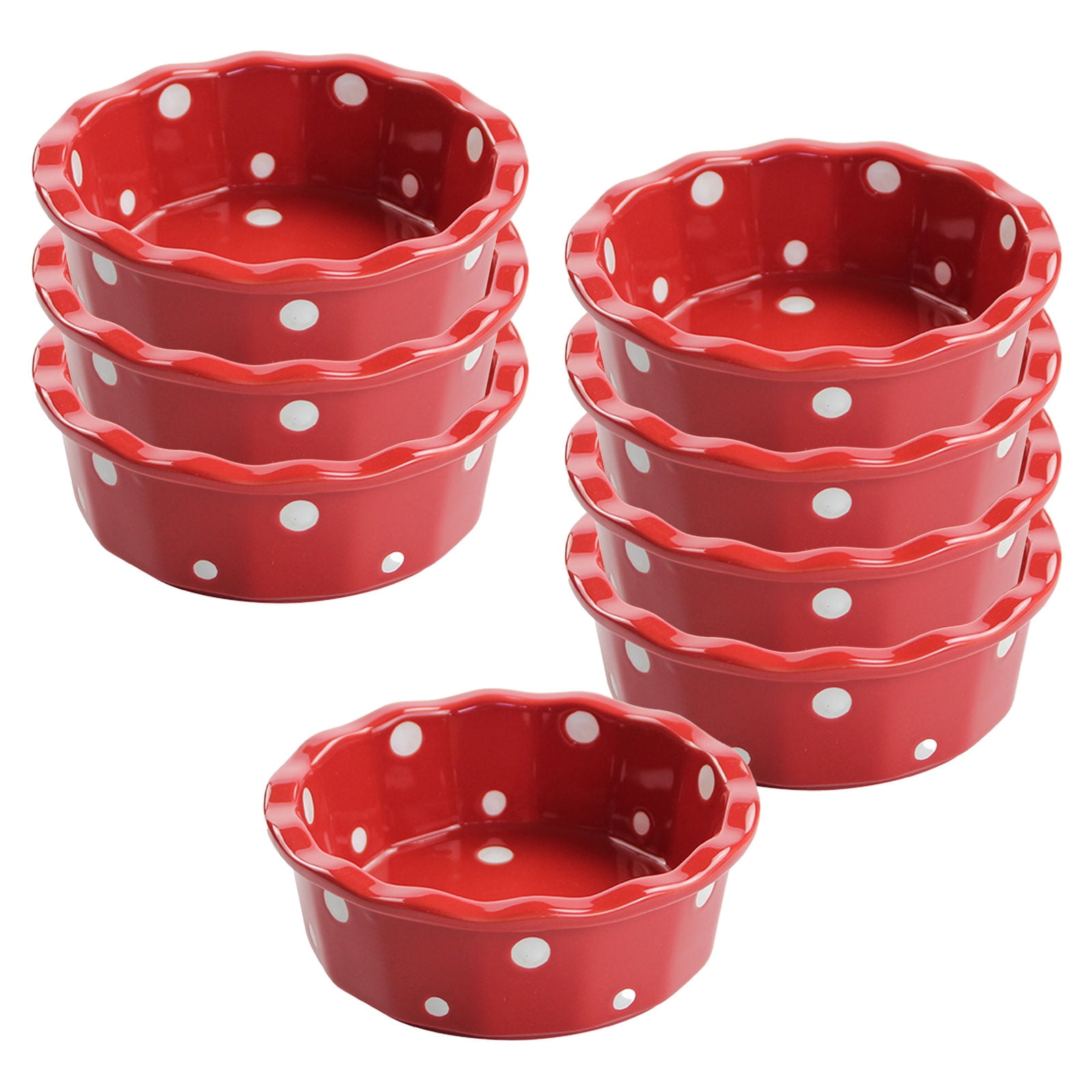 Ruffle Ramekins 12 Oz Ramekins, Creme Brulee Ramekins Oven Safe, Porcelain Souffle Dish ...