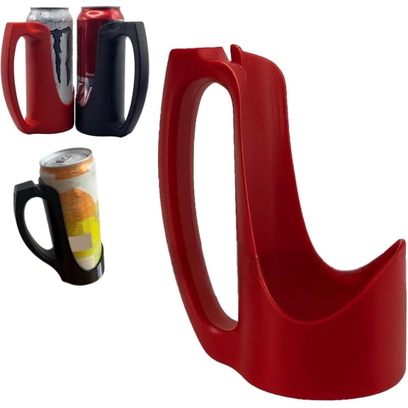12 Oz Slim Can Holder with Handle, Reusable Energy Drink Holder 3D Printed Handle for Beer, Soda & Beverages, Compatible with Redbull Cans (Red)
