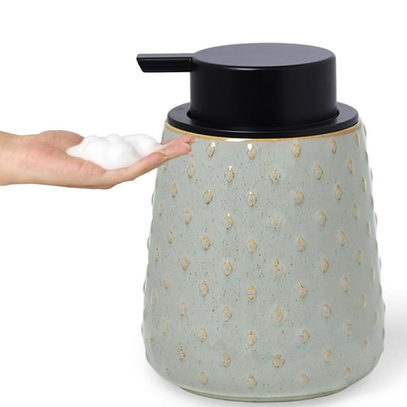 12 Oz Soap Dispenser with Easy-to-Press Pump, Refillable Hand Soap Dispenser Bathroom Countertop and Kitchen Sink (Vintage Grey Foam Pump)