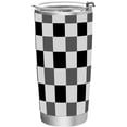 thumbnail image 1 of 12 Oz Stainless Steel Vacuum Insulated Tumbler Black White Gray Checkered Coffee Cup with Lids and Straw Double Wall Water Travel Mug for Hot and Cold Drinks for Home Office, 1 of 5