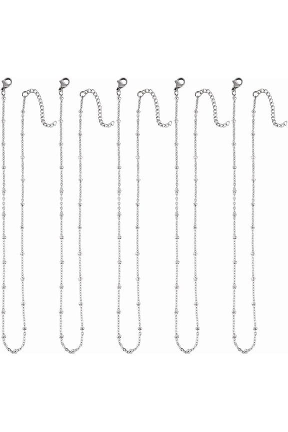 12 PACK 16 Inch/ 0.4m 1.5mm Stainless Steel Satellite Chain Silver Necklace Chains Satellite Beaded Lobster Claw Clasps Chain Necklaces Bulk for Jewelry Making Supplies Women Adult Diy Craft for DIY