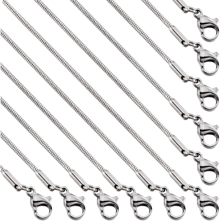 12 PACK 18 Inch/ 1mm Silver Snake Chain Necklaces Bulk