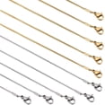 thumbnail image 1 of 12 PACK 18 Inch/ 0.45m 1mm Stainless Steel Snake Chain Bulk Silver Gold Snake Chains Necklace Metal Lobster Claw Clasps Cable Chains Necklaces for Jewelry Making Supplies Women Adult Diy DIY, 1 of 2