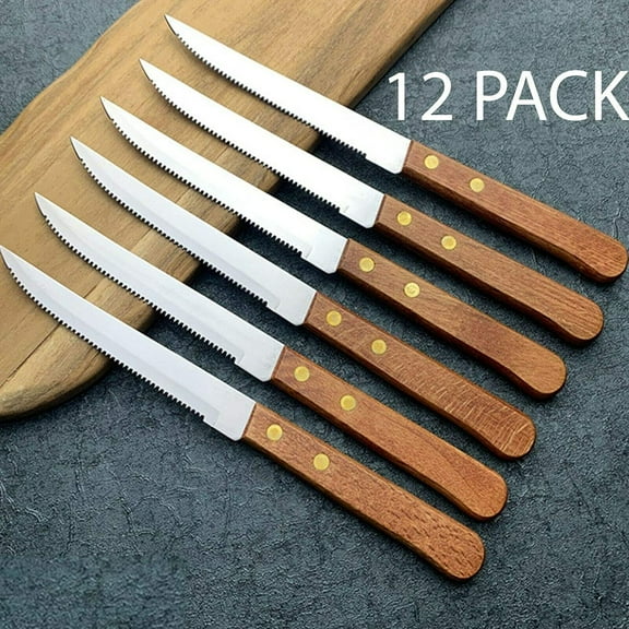 12 PACK - 4" Economy Stainless Steel Steak Knife with Wood Handle